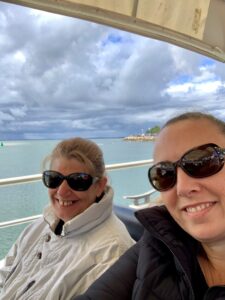 Karen and Trish enjoying a dolphin cruise during a short term accommodation stay.